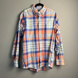 Jos. A. Bank Traveler's Collection Medium Plaid Button Down Shirt Blue‎ Orange
